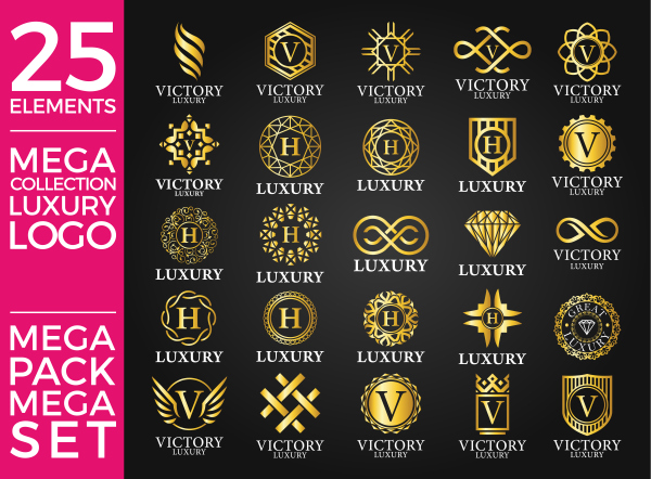 600x442 Collection Luxury Gold Logo Elements Vector Free Download