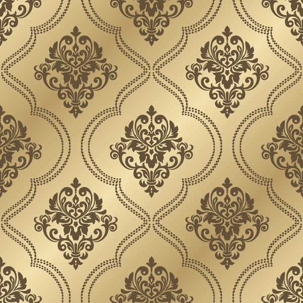 600x600 Luxury Golden Damask Seampes Pattern Vector Free Download