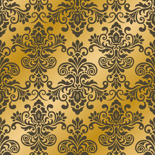600x600 Luxury Golden Damask Seampes Pattern Vector