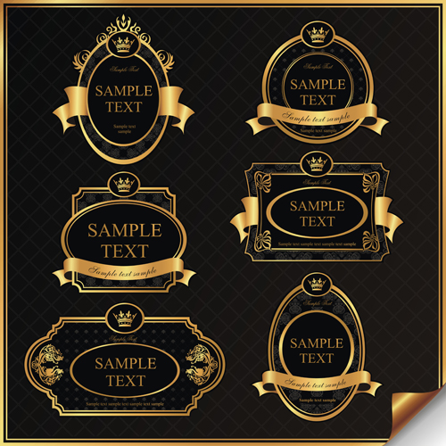 500x500 Dark Gold Frame Labels Luxury Vector Set Free Download