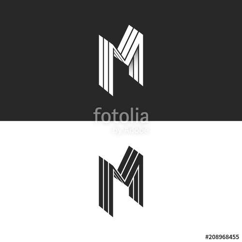 500x500 Isometric Letter M Logo, Lines Geometric Shape, Perspective