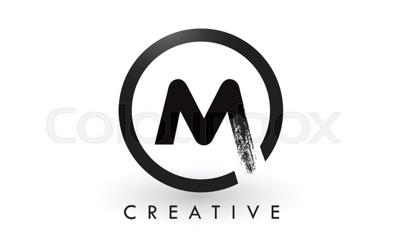 800x508 M Brush Letter Logo Design With Black Stock Vector Colourbox