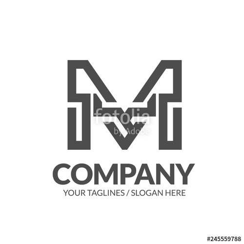 500x500 Initial Letter M Geometric Strong Monogram Logo Vector