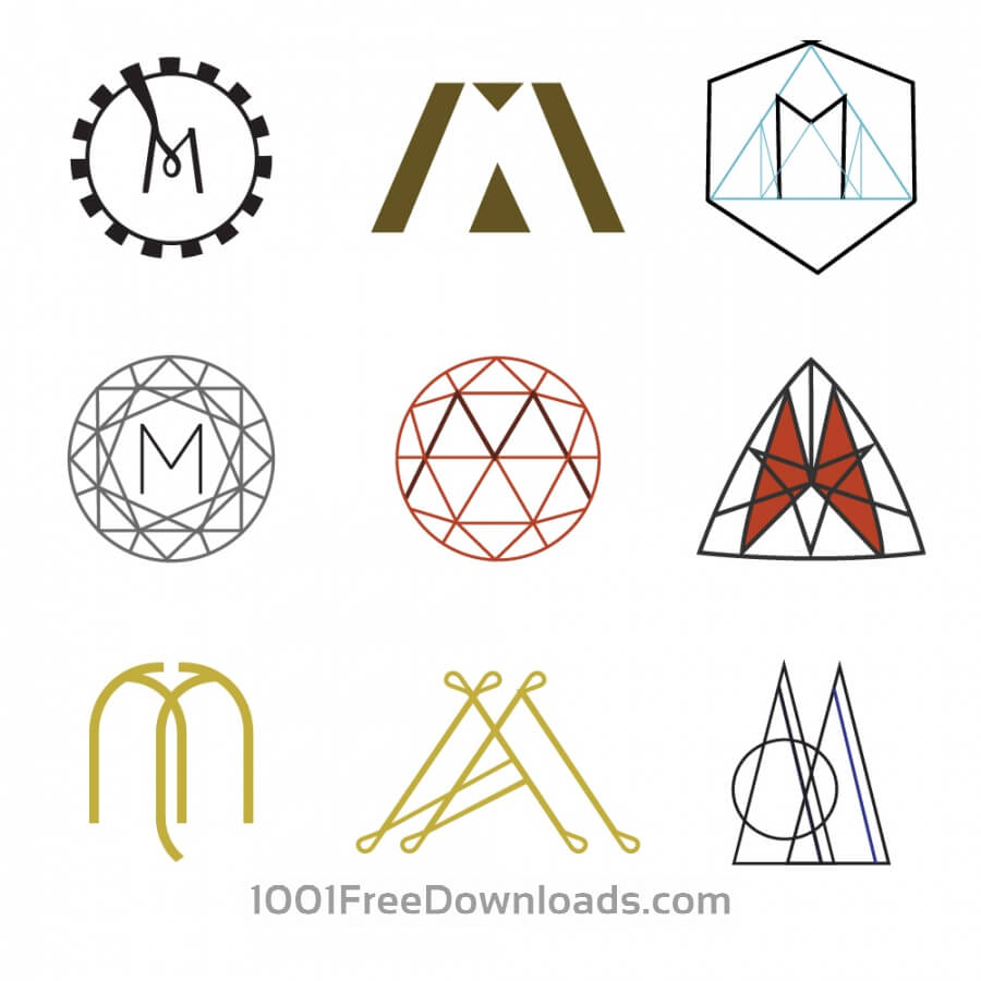 900x900 Free Vectors Letter M Monograms Symbols