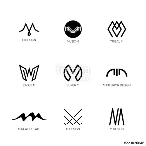 500x500 Letter M Logo Collection Vector Abstract Geometric M Templates