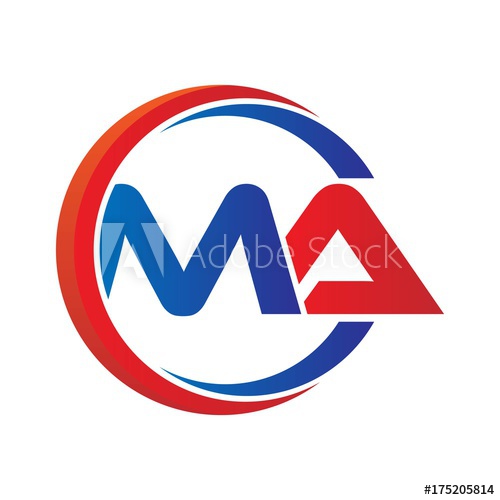 500x500 Ma Logo Vector Modern Initial Swoosh Circle Blue And Red