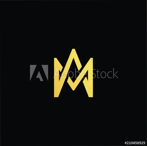 500x495 Initial Gold Letter Am Ma Logo Design With Black Background Vector