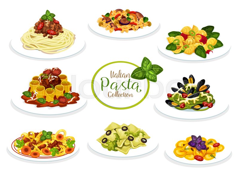 800x586 Pasta Dishes Of Italian Cuisine Stock Vector Colourbox