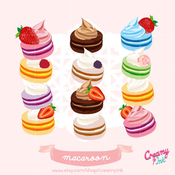 570x570 Macaroon Digital Vector Clip Art Macaron Sweets Digital Etsy