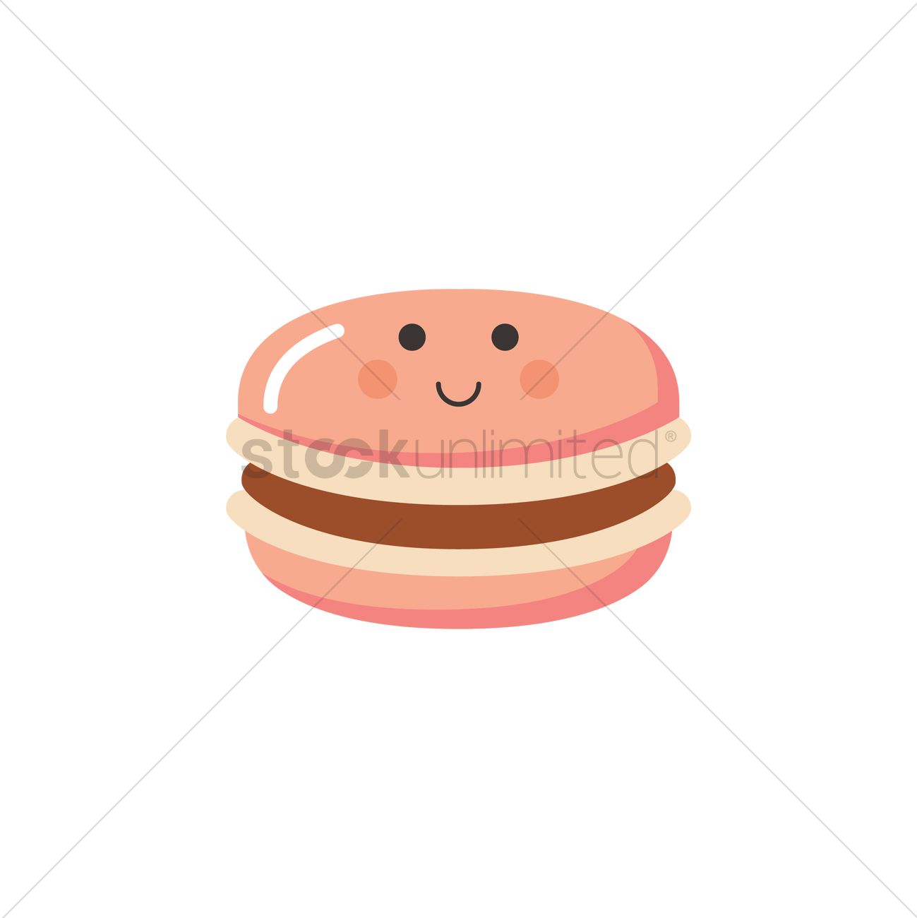 1299x1300 Smiling Macaron Vector Image
