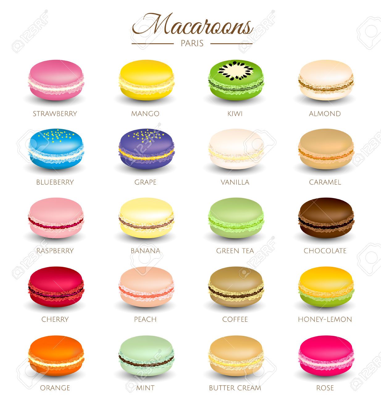 1234x1300 Stock Vector Food In Macaroons Flavors, Macaroons