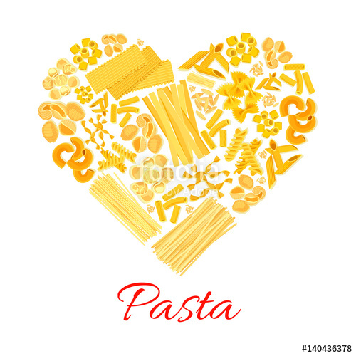 500x500 Pasta And Italian Macaroni Vector Heart Poster Stock Image