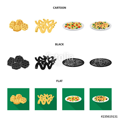 500x500 Vector Illustration Of Pasta And Carbohydrate Logo Set Of Pasta