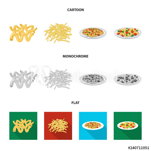 500x500 Vector Illustration Of Pasta And Carbohydrate Sign Set Of Pasta