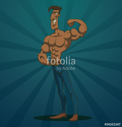 479x500 Vector Funny Macho Man Shows Muscles Cartoon Image Of Funny Macho