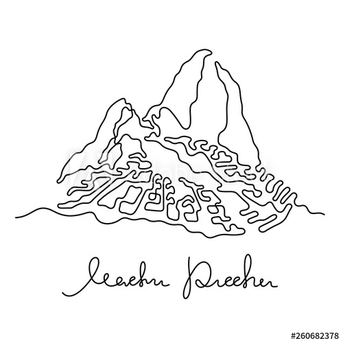 Machu Picchu, Peru Continuous Line Vector Illustration 500x500 Machu Picchu, Peru Continuous Line Vector Illustration
