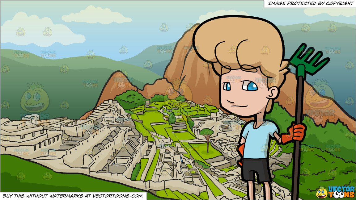 A Man Poses While Holding A Rake And Machu Picchu Background 1152x648 A Man Poses While Holding A Rake And Machu Picchu Background