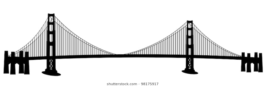 847x280 Golden Gate Bridge Clipart Black And White