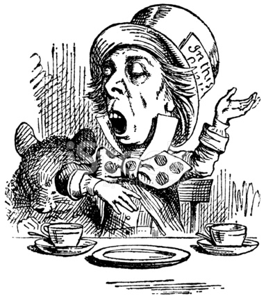 383x439 Mad Hatter Having Tea Illustration