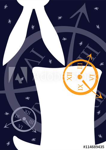 354x500 Alice In Wonderland Clock, Mad Hatter And White Rabbit Template