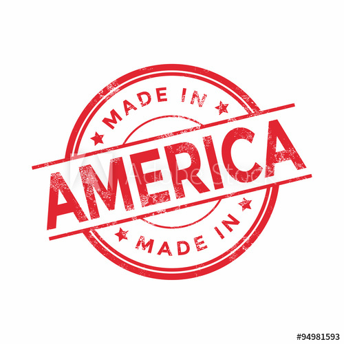 500x500 Made In America Red Vector Graphic Round Rubber Stamp Isolated