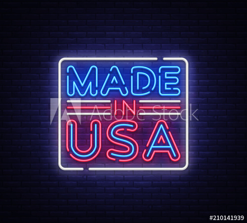 500x450 Made In Usa Neon Vector Sign Made In Usa Symbol Banner Light