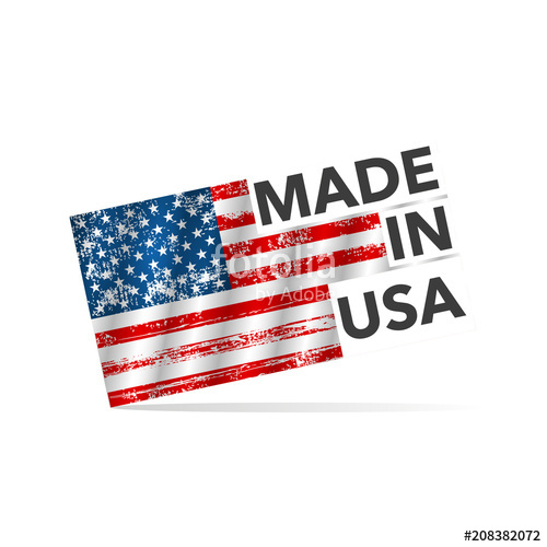 500x500 Illustration Made In Usa, Flag On A White Background Stock Image