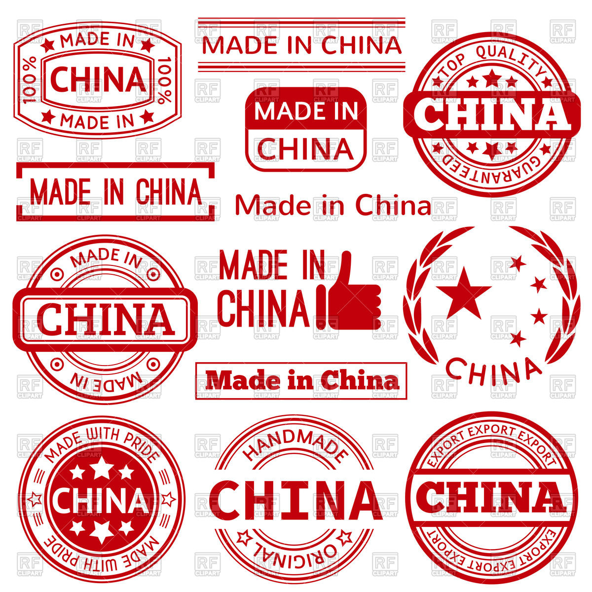 1200x1200 Made In China Red Graphics And Labels Vector Image Of Design