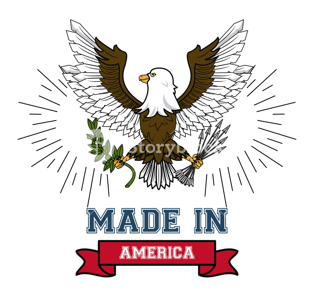 1000x945 Made In Usa Eagle Hawk With Ribbon Banner Vector Illustration