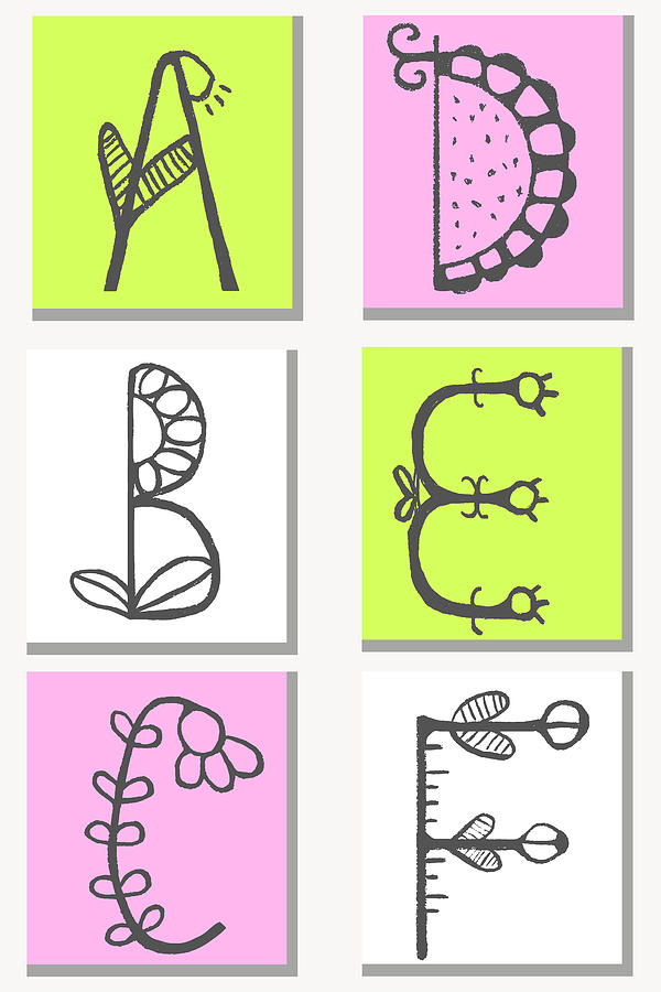 600x900 Cute Hand Drawn Alphabet In Flower Style Made In Vector Doodle
