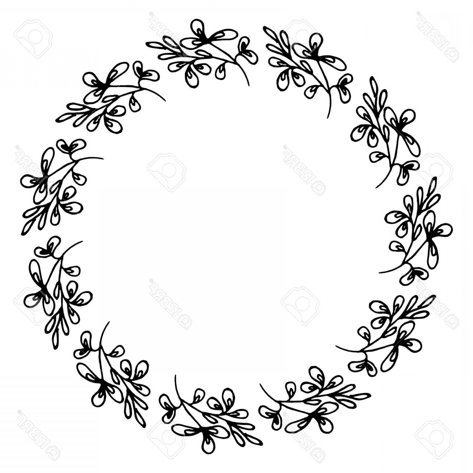 1560x1560 Photostock Vector Hand Drawn Wreath Made In Vector Leaves