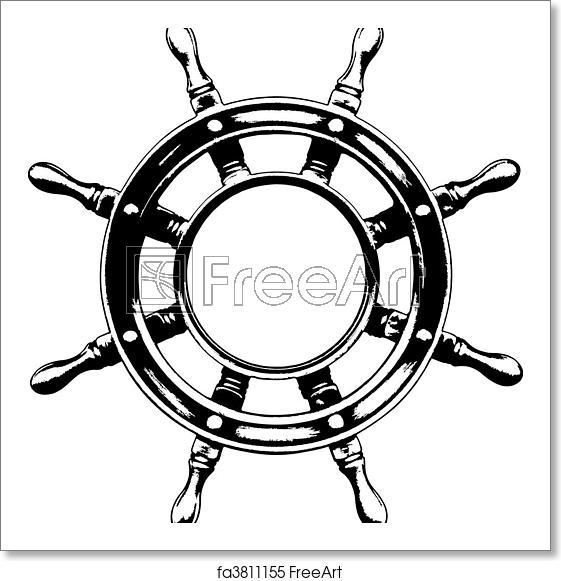 561x581 Free Art Print Of Ship Steering Wheel