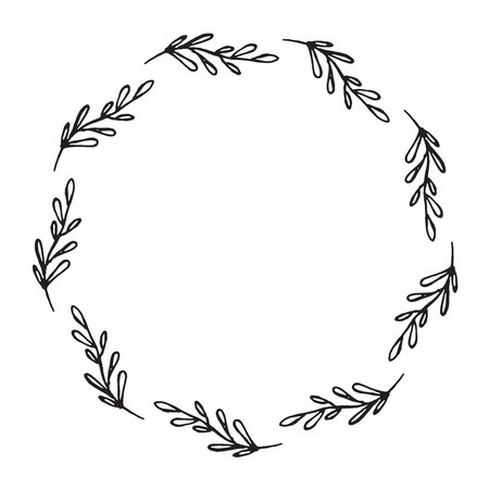 450x450 Hand Drawn Wreath Made In Vector Leaves And Flowers Garlands