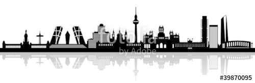 500x164 Madrid Skyline Silhouette Hauptstadt Spanien Stock Image