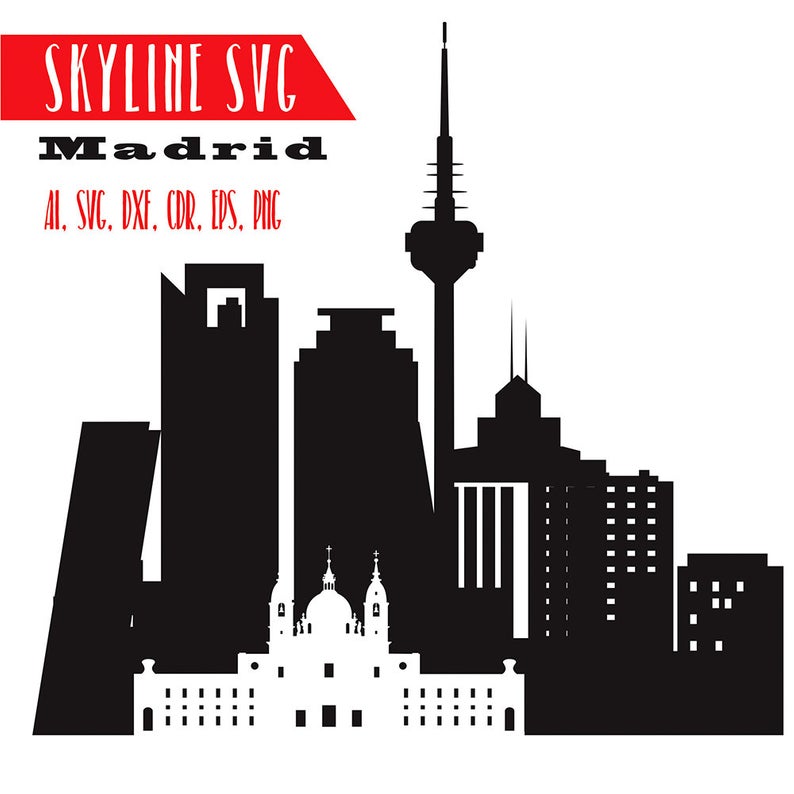 794x794 Madrid Vector Skyline Capital Of Spain Clipart Europe Etsy