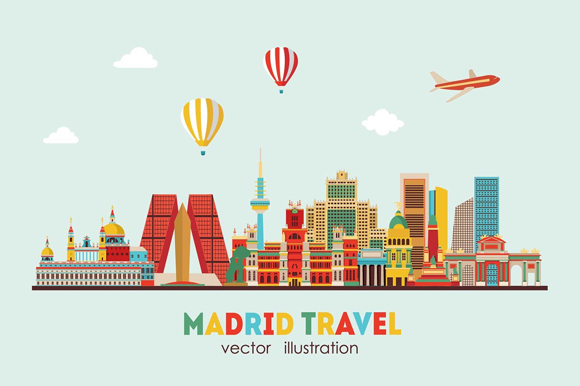 1160x772 Madrid Skyline Vector Illustration