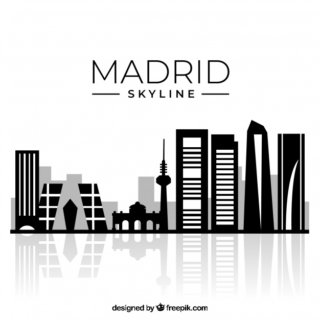 626x626 Silhouette Madrid Skyline Background Vector Free Download
