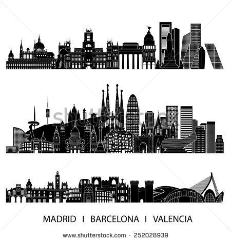 450x470 City Skyline Detailed Silhouette Set