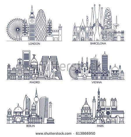 450x470 Skyline Detailed Silhouette Set