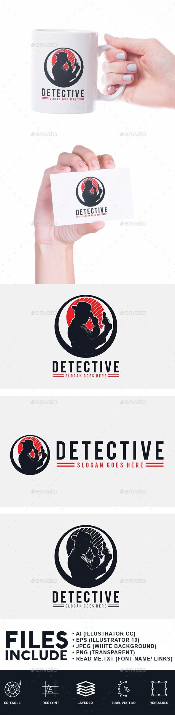 590x2402 Vector Gun Detective Logo Vector