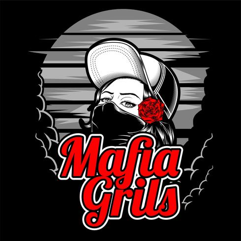 490x490 Mafia Girl Wearing Cap And Rose Vector Hand Drawing,shirt Designs