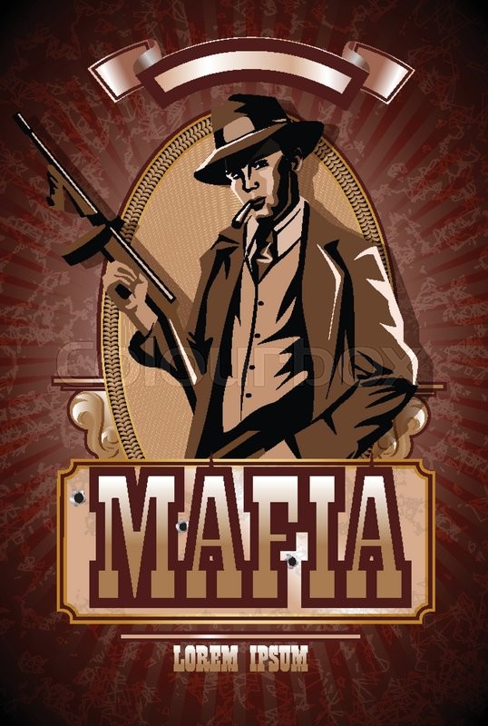 538x800 Gangster With A Gun Thompson Mafia, Stock Vector Colourbox