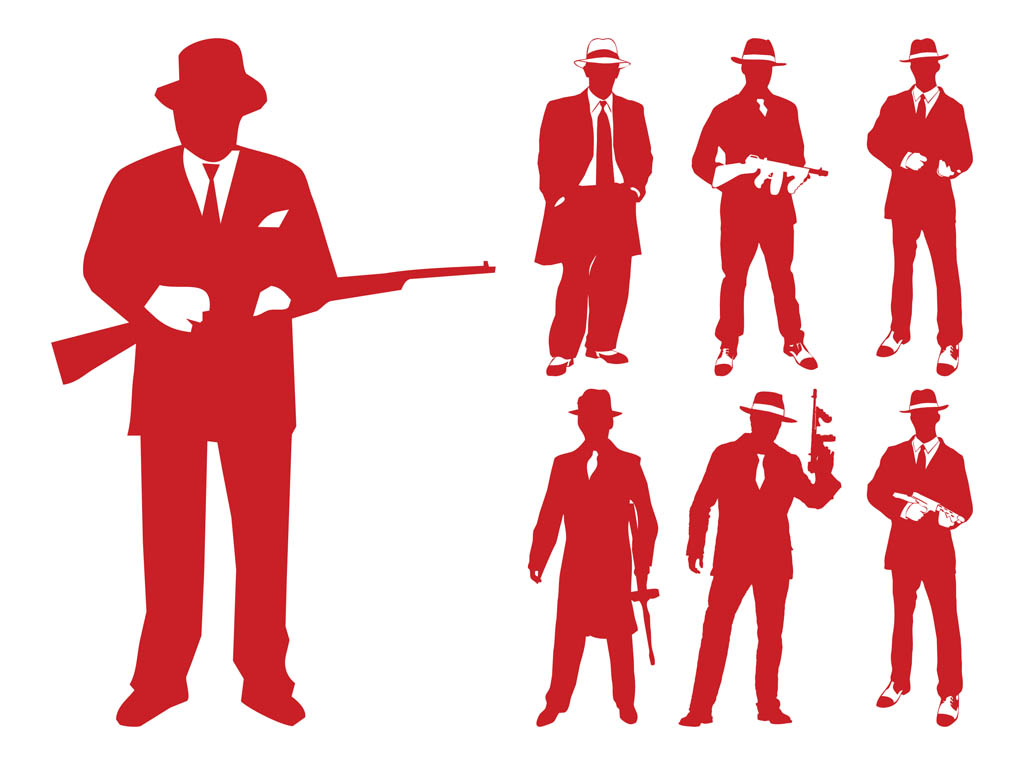 1024x765 Gangsters Silhouettes Vector Art Graphics
