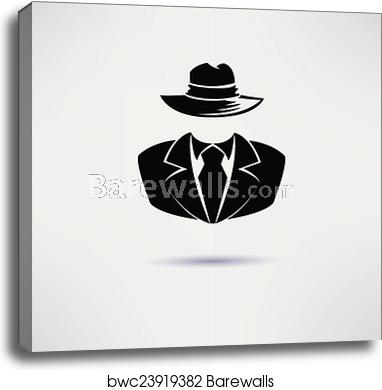 382x390 Icon Spy, Secret Agent, The Mafia Vector Icon, Canvas Print