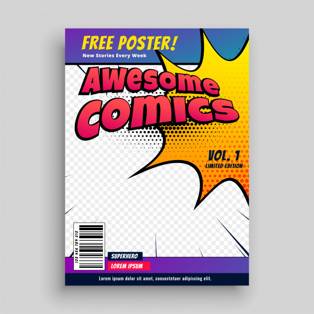 626x626 Comic Book Cover Magazine Design Template Vector Free Download