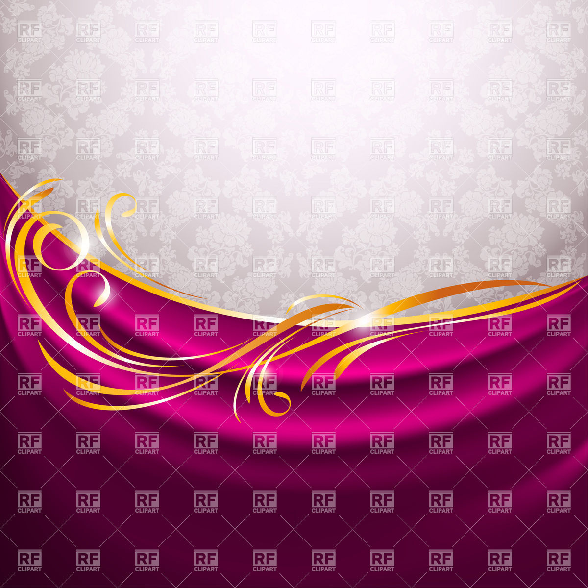 1200x1200 Purple Curtain With Golden Curls On Victorian Background Vector