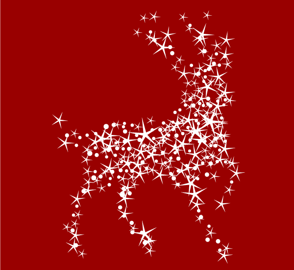 600x550 Magic Christmas Reindeer With Stars On Red Background Vector