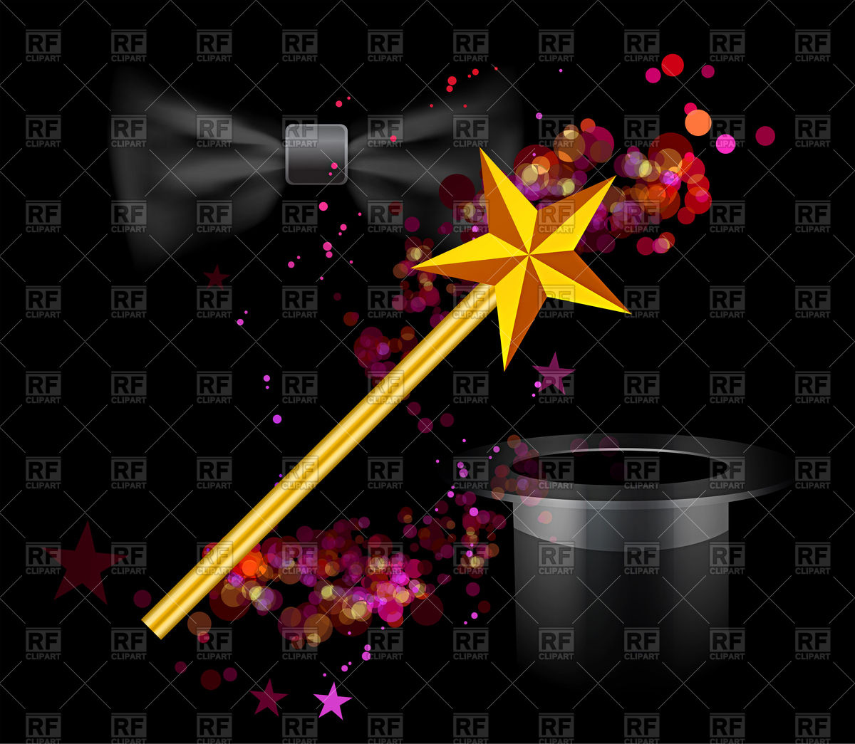 1200x1045 Magic Background With Wand, Bow And Top Hat Vector Image