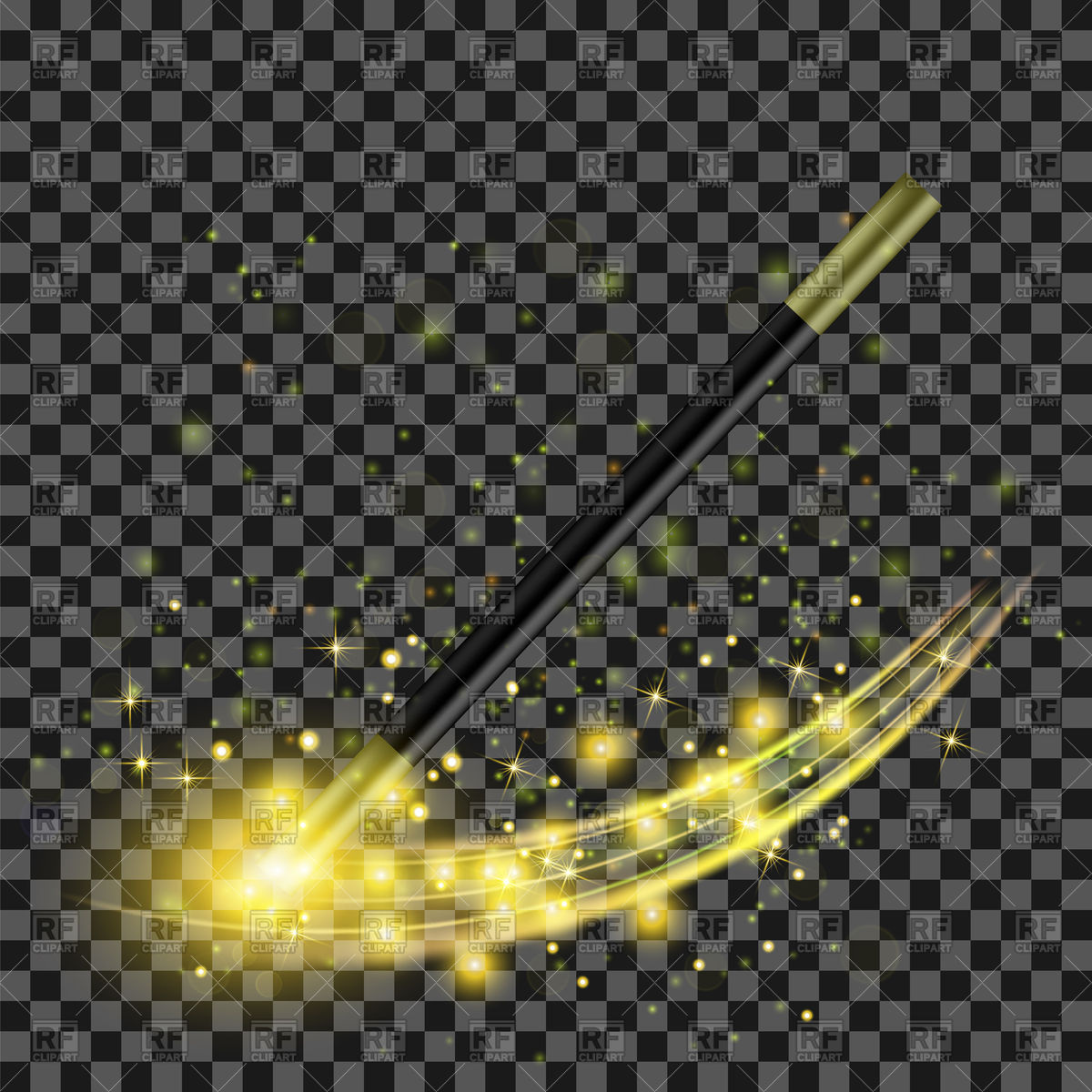 1200x1200 Magic Wand With Starry Lights On Checkered Background Vector Image