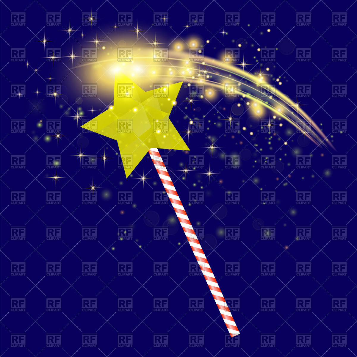 1200x1200 Realistic Magic Wand With Starry Lights Background Vector Image